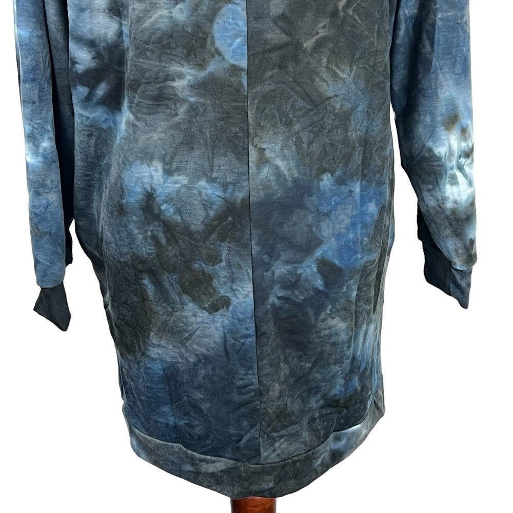 FRAICHE BY J TIE DYE LONG SLEEVE HOODIE MINI DRESS IN BLUE NWT WOMEN'S SMALL - Picture 10 of 16